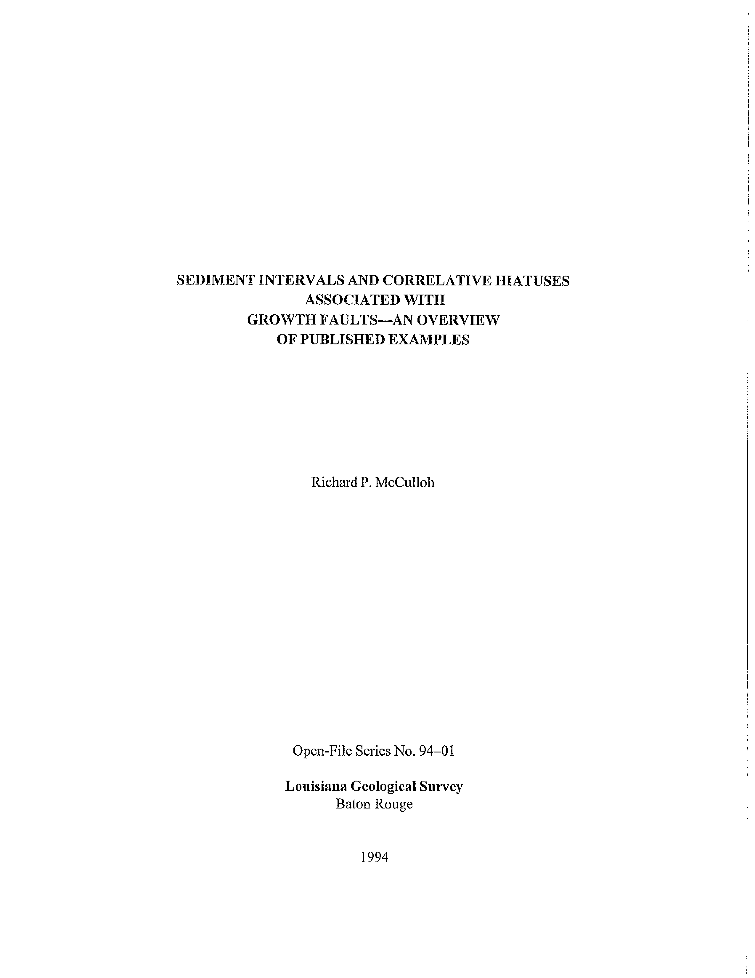 Sediment Intervals and Correlative Hiatuses Associated with Growth Faults — An Overview of Published Examples